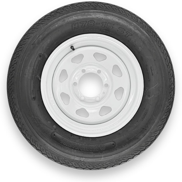 Rubbermaster - Steel Master Rubbermaster H78-15 ST225/75D15 8 Ply Highway Rib Tire and 6 on 5.5 Eight Spoke Wheel Assembly 599316 - main